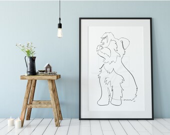 Yorkie minimalist one line drawing