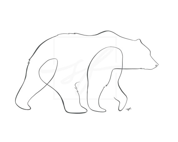 One Line Bear Minimalist Drawing - Etsy Norway
