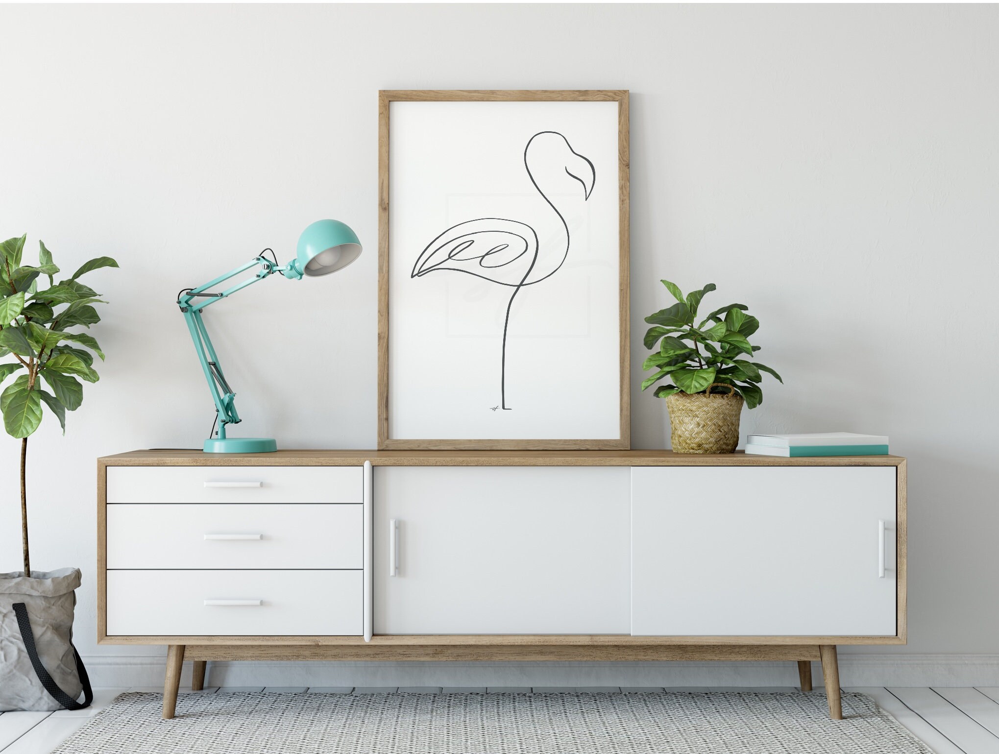 Minimalist Flamingo Single Line Art, Digital Download