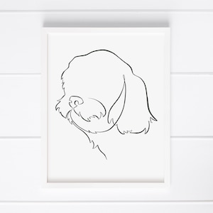 Dog One Line Drawing, Digital Download Shih Tzu, maltese