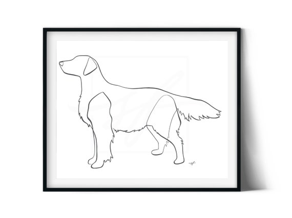 Flat Coated Retriever One Line Minimalist Drawing Digital Download Etsy