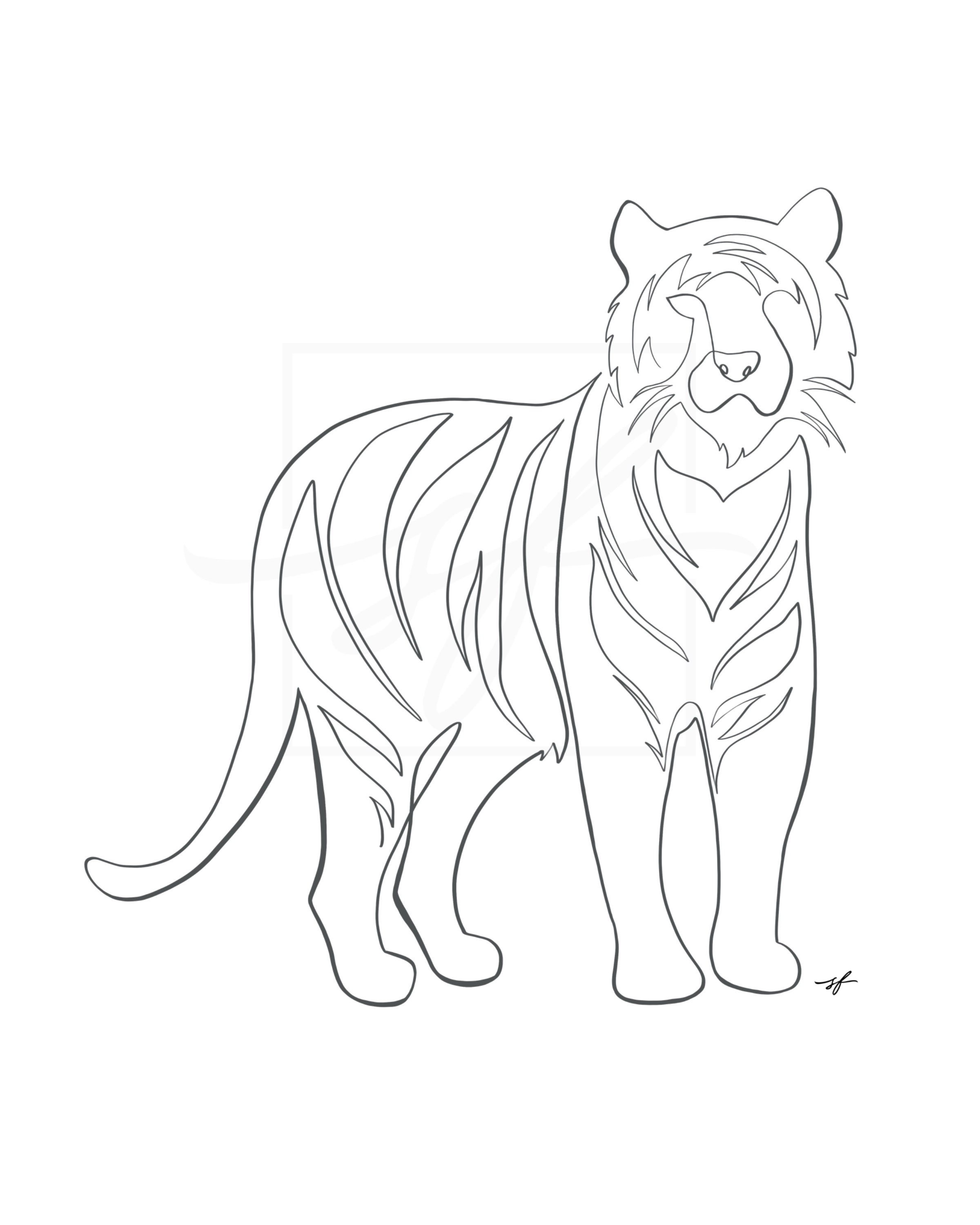 One Line Tiger Minimalist Drawing - Etsy