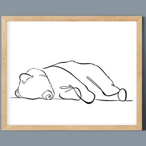 Sleeping Bear Minimalist One Line Drawing, Digital Download