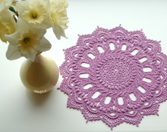 Crocheted Doily in Blue Color Table Decor Farmhouse Decor