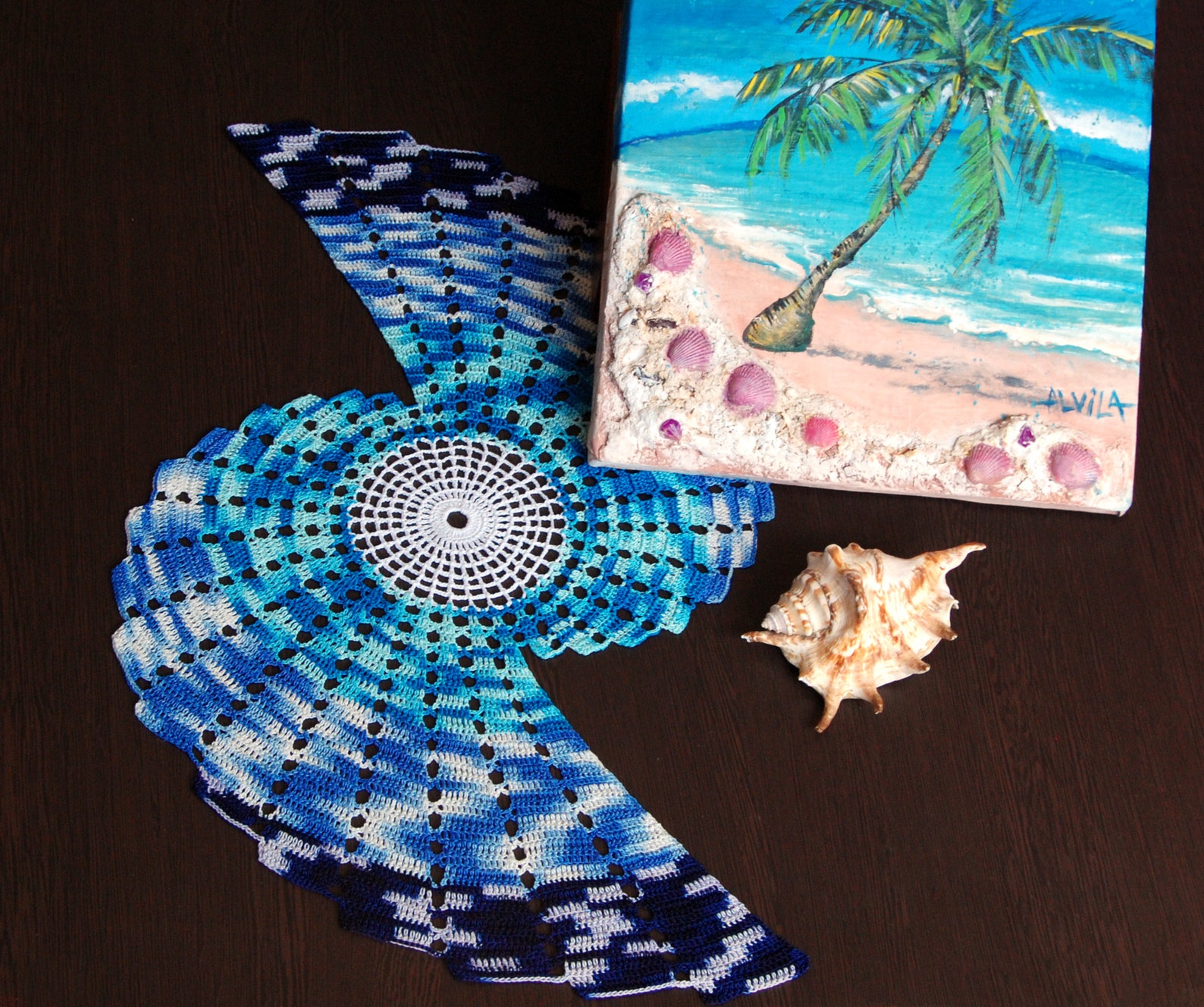 Crocheted Doily Sea Shell Sea Gift Sea Decor Spiral Galaxy | Etsy