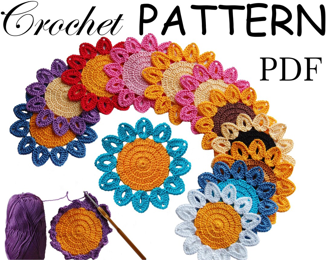 Flower Coasters Crochet Pattern, Easy Crochet PDF Pattern for Beginner ...