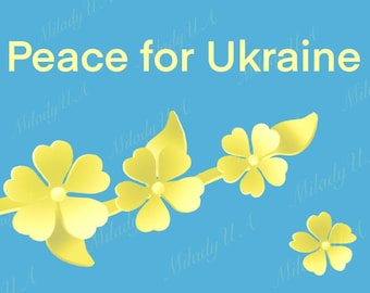 Peace for Ukraine, supporting Ukraine, Ukrainian Etsy seller, spring flowers, digital download file PNG, Ukrainian flag colors