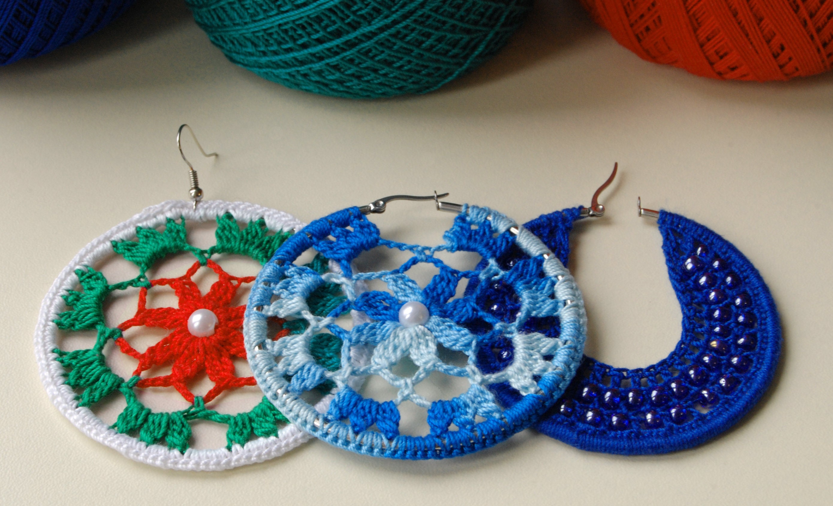 Crochet Earrings Christmas Jewelry Crochet Dangle Earrings Etsy