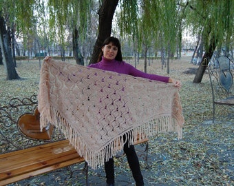 Crochet Shawl Knit Shawl Wool Shawl Fringe Shawl Lace Shawl Warm Shawl Winter Shawl Autumn Shawl Crochet Scarf Knit Scarf Winter Scarf