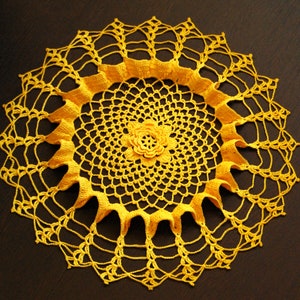 Crocheted Doily Yellow Doily Round Doily Home Decor Sun Decor Table Decor Room Decor Lace Doily Table Centerpiece Crochet Decor Table Topper image 2