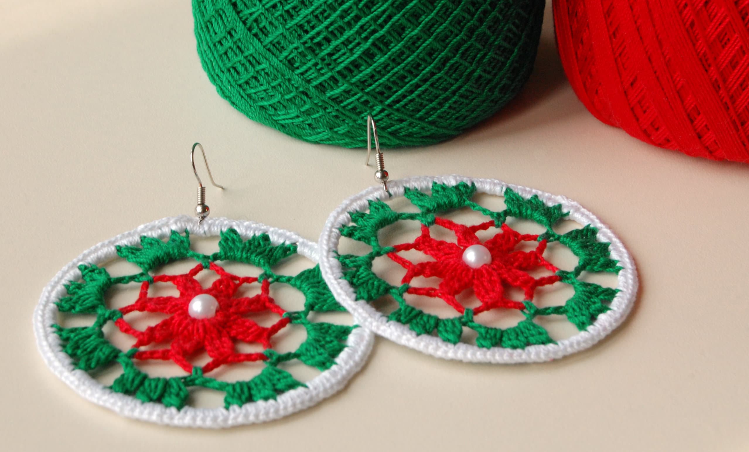 Crochet Earrings Christmas Jewelry Crochet Dangle Earrings Etsy