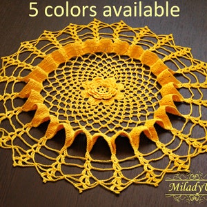 Crocheted Doily Yellow Doily Round Doily Home Decor Sun Decor Table Decor Room Decor Lace Doily Table Centerpiece Crochet Decor Table Topper image 1