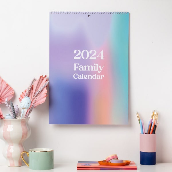 2024 Family wall calendar, A3 family planner, 4 Column Planner, A3 wall Calendar, Month to View calendar, Family Organiser