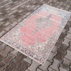 3&#39;3x6&#39;5 ft,Vintage Rug,Turkish Rug,Decorative Runner,Modern Handmade Rug,Turkish Runner Rug,Pastel Color Rug,Oushak Rug,Pinkish Rug ft,5039
