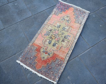 BOHO RUG,Turkish Small Rug,Rustik Rug,Oushak Rug,Home Decor,Bath Rug,Small Rug,Vintage Rug,Front Door Rug,Hallway Rug,1'6x3'2 ft, Code:1469