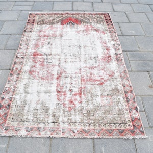 Vintage Turkish Oushak Rug 3x5: Handmade Wool Anatolian Rug