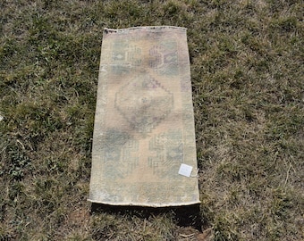 ANATOLIAN RUG MINI, alfombra de puerta principal, mini felpudo, mini alfombra, alfombra de baño, felpudo antiguo, corredor de felpudo, alfombra antigua, mini felpudo, 1'5x3'1 pies, x-229