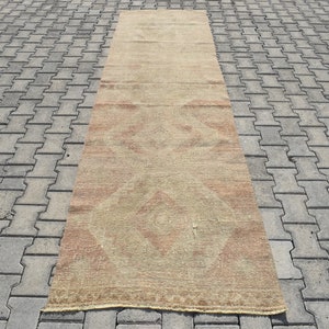 3&#39;0x11&#39;1 ft,MUTED RUNNER 3x11,3x11 Long Runner,Turkish Vintage 3x11 Rug,Vintage Runner Rug,Kitchen Rug,3x11 Runner Rug,Oushak Rug,7023