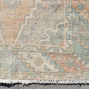 Vintage Turks Oushak-loperkleed 3 x 9: handgemaakt wollen gangkleed afbeelding 7