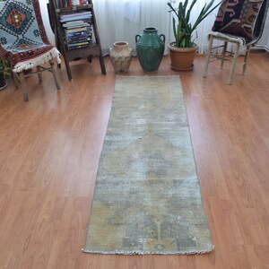 Vintage Turkish Oushak Runner Rug: Pastel Wool (2'1 x 7'2 ft)
