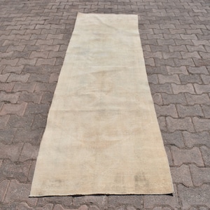 Vintage Oushak Runner Rug: Pastel Turkish Rug, 2.6x8.7 ft