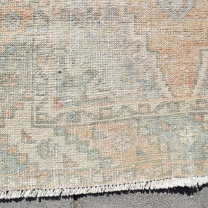 Vintage Turks Oushak-loperkleed 3 x 9: handgemaakt wollen gangkleed afbeelding 6