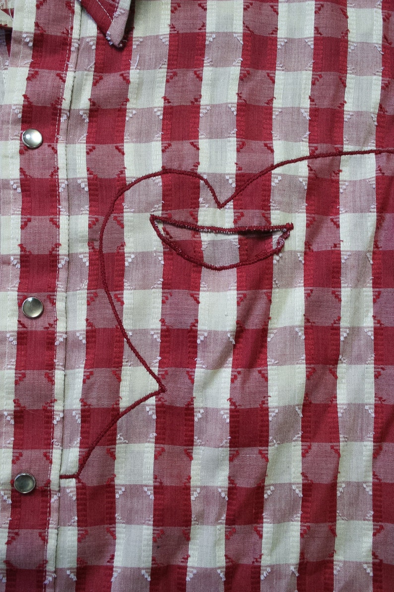 70s DEE CEE BRAND Rare Cut-Out Pockets Western Shirt 1970s Paper Thin Pearl Snap Button Down Mens Shirt Top Plaid Long Sleeve Extra Large