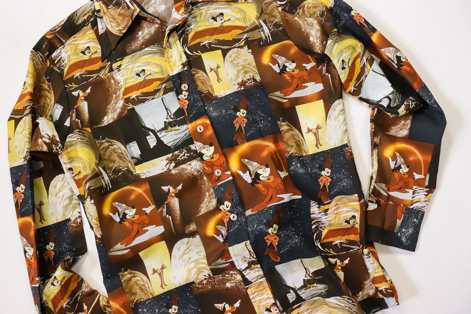 70s Novelty Print Disco Shirt Rare FANTASIA Disney Mickey Etsy