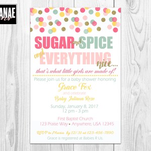 Sugar & Spice Baby Shower Invitation// Baby Shower// Confetti// Sugar and Spice// New Baby