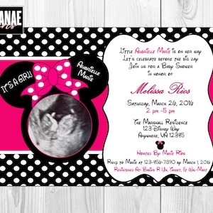 Hot Pink & Polka Dot Baby Shower Invitation// Baby Girl Invitation// Baby Shower Invitation// Polka Dot// Minnie Mouse Silhouette