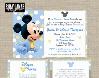 Bebe Mickey Mouse Invitaciones De Cumpleanos O Baby Shower Etsy