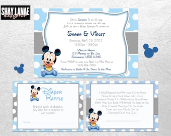 Inbjudan till babyshower för Musse Pigg // Inbjudan till babyshower // Inbjudan till babyshower // Musinbjudan