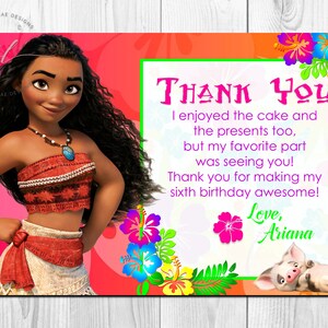 Baby Moana &amp; Moana Thank You Card// Kids Thank You Card - Etsy