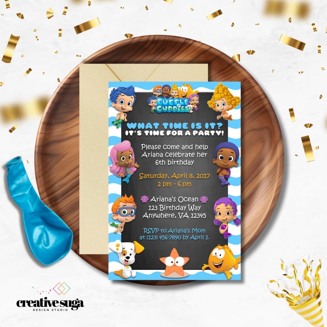 chalkboard-bubble-guppies-birthday-party-invitation-bubble-guppies-kids-party-kids-birthday-kids-invitations-etsy