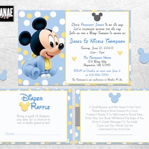 Baby Mickey Baby Shower Invitation// Baby Shower// Polka Dot// Silhouette// New Baby// Baby Boy