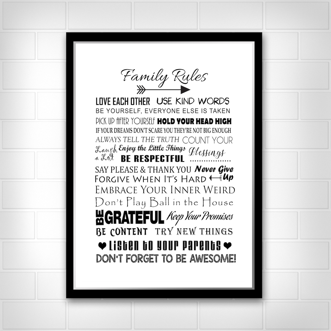 Family Rules Wall Decor Living Room Wall Decor Home Decor Family Rules