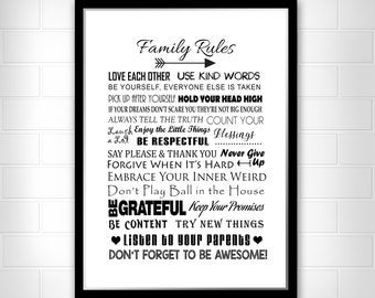 Familieregels wanddecoratie || Woonkamer wanddecoratie || Woondecoratie || Familieregels