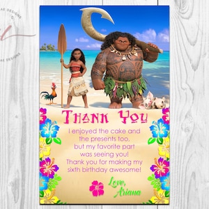 Moana Thank You Card// Moana// Kids Thank You Card - Etsy