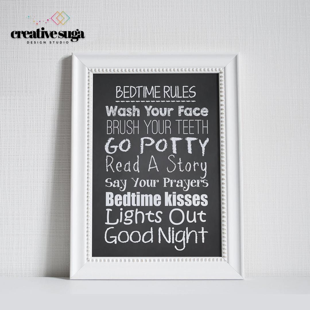 Bedtime Rules Wall Decor || Kids Room Decor || Wall Decor || Room Wall ...