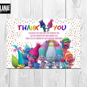 Trolls Thank You Card// Trolls// Kids Thank You Card