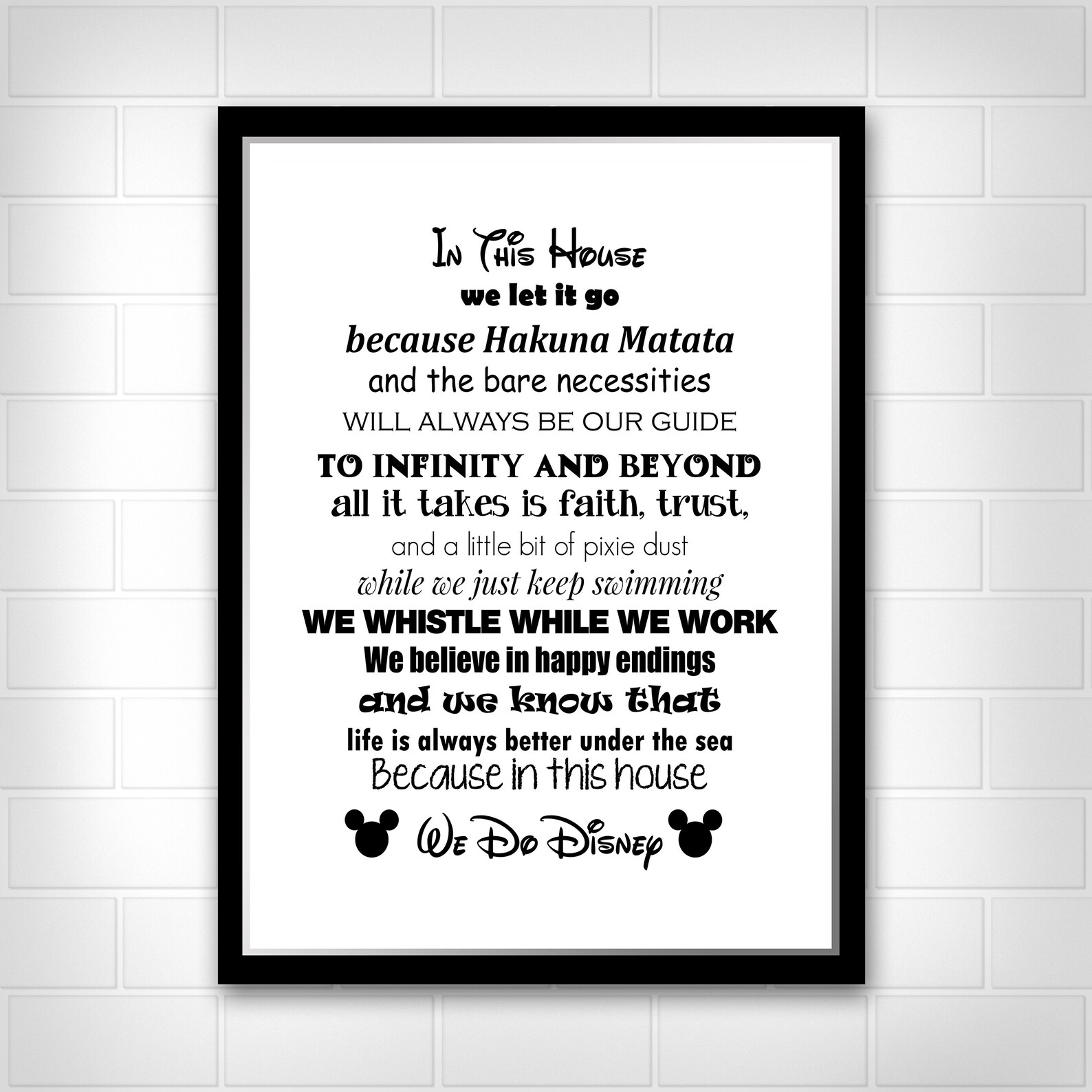 Disney Family Rules Wall Decor Family Wall Decor Etsy