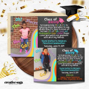 Preschool Graduation Invitation// Kids Graduation// Chalkboard Graduation Invitation// Pre-K Graduation Invitation