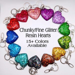 Heart Resin Keychain with Holographic Glitter /Gift Ideas/Charms/Birthday/ Love/Thanks/Luggage/Purses/Mothers Day/Holiday/Bag