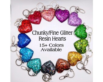 Heart Resin Keychain with Holographic Glitter /Gift Ideas/Charms/Birthday/ Love/Thanks/Luggage/Purses/Mothers Day/Holiday/Bag