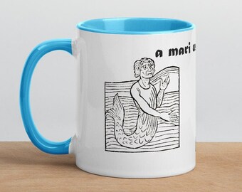 Mermaid & Merman Coffee Mug: Shakespearean Illustration, Coastal Gift