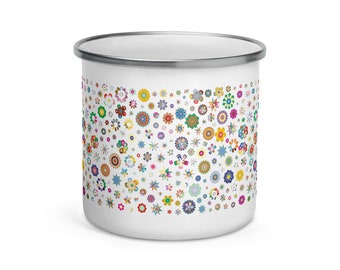 Flower Power Toothbrush Holder, Cheery Flower Enamel Mug