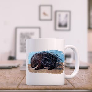 Porcupine mug - Vintage print porcupine mug - coffee mug with porcupine