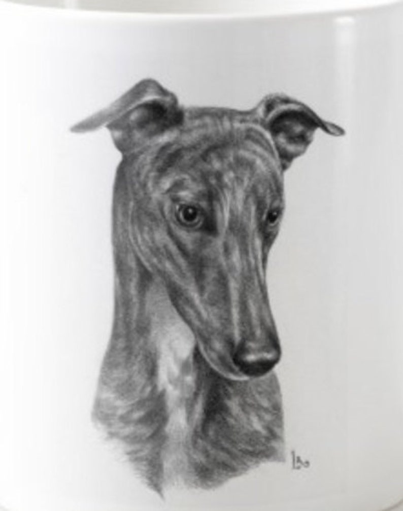 Printable Greyhound Dog Digital Image Pet Animal Download Graphic Original Portrait Grayhound Printable The Dog Watcher image 1