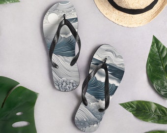 Beach Wave Flip-Flops - Vacation Lover Gift, Resort and Cruise sandals, fun shoes