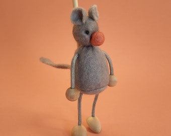 Little Grey Mouse- Simple Marionette Stick Puppet